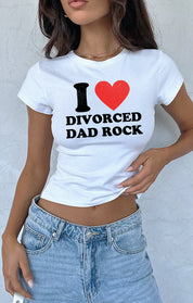 I Love Divorced Dad Rock Baby Tee